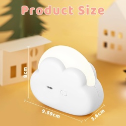 Lampă de Noapte LED în Formă de Nor (Cloud Night Light), Intensitate Reglabilă, 2 Moduri de Culoare, Acumulator 1200 mAh, Mâner din Silicon, Alb - Img 7