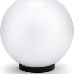 Lampa solara / corp de iluminat exterior tip glob sferic Velamp, diametru 200 mm, dulie E27, protectie IP44, pentru curte, gradina, terase si alei, Alb - Img 2