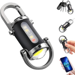 Lanternă LED Reîncărcabilă USB-C Tip Breloc Yesay, 1200 Lumeni, Tehnologie COB, 7 Moduri Iluminare cu Lumină Albă, Roșie și Albastră SOS, Acumulator 600 mAh, Carcasă Aluminiu Rezistentă la Apă, pentru Camping, Drumeții, Pescuit și Urgențe