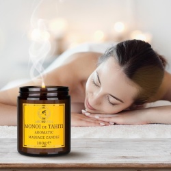 Lumânare pentru Masaj Cald Monoi de Tahiti 100 g, din Ceară Naturală de Soia, Ulei de Cocos și Oleorășină de Vanilie, Ulei Hidratant de Corp, Aromaterapie și Relaxare - Img 3