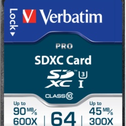 MEMORIE SD CARD VERBATIM SDXC 64GB (Clasa 10) PRO UHS-I, "47022" (timbru verde 0.03 lei)