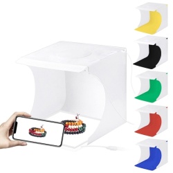 Mini studio portabil Lightbox PU5137 PULUZ, LED-uri incorporate + Panou LED Anti-Umbra, fundaluri multiple, fotografie/mini-filmulete de produs, 20x20cm, Alb