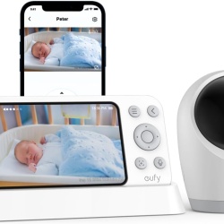 Monitor baby eufy E21, 4K UHD, Display 5'' 720p 8X Zoom, Alb