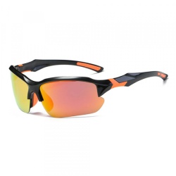 Ochelari De Ciclism Unisex Techsuit 9301, Protectie UV, Negri Portocali