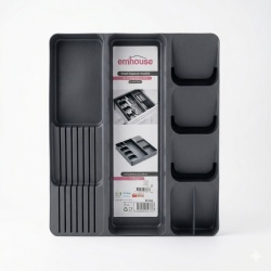 Organizator Tacâmuri EMHOUSE Smart, 43 x 43.5 x 5 cm, Antracit/Gri