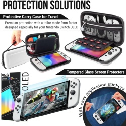 Pachet de accesorii Orzly compatibil cu consola OLED Nintendo Switch (NU este compatibil cu editia 2017) Pachet Ultimate Geek cu carcasa si protector de ecran si multe altele - Img 4