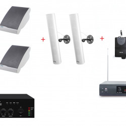 Pachet Sonorizare Biserica 120W Interior / Exterior cu Microfon de mana + Lavaliera wireless