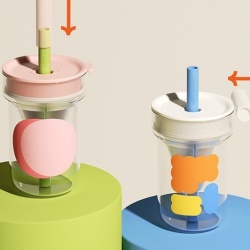 Pahar cu capac din sticla cu pai Chako Lab Stacking Music 560ml - Img 4