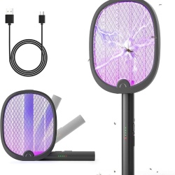 Paleta electrica anti-tantari si insecte 2 in 1 pliabila, lampa UV anti-insecte, acumulator reincarcabil 1800 mAh, zapper portabil pentru casa, terasa, curte si camping