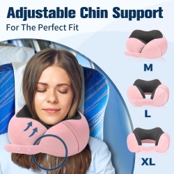 Pernă de Călătorie Ergonomică din Spumă cu Memorie pentru Avion, Ajustabilă și Compactă, cu Dopuri de Urechi, Mască de Ochi și Geantă de Transport - Img 7