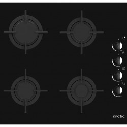 Plita incorporabila Arctic ARSGN64125S, Gaz, 4 arzatoare, Dispozitiv de siguranta, Gratare fonta, 60 cm, Sticla Neagra