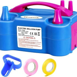 Pompă Electrică pentru Umflat Baloane 600W, 2 Moduri de Funcționare (Automat și Manual la Apăsare), Compresor Portabil cu Duze Duble pentru Baloane din Latex și Folie, Petreceri, Nunți și Evenimente