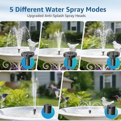 Pompa solara pentru fantana arteziana 2.5W, 5 duze de pulverizare, cablu ,protectie functionare pe uscat, silentioasa, pentru iaz, gradina, acvariu si adapatoare pasari - Img 3