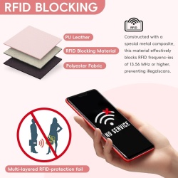 Portofel Mic de Damă Pomelo Best cu Protecție RFID, Mini Portofel din Piele Ecologică PU Moale, Design Elegant cu Imprimeu, Ușor și Compact pentru Utilizare Zilnică și Călătorii - Img 3