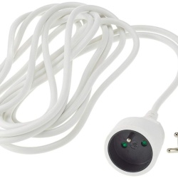 Prelungitor Electric 230V PremiumCord 10 m, 1 Priză Schuko, Cablu Alimentare Monofazat Tată-Mamă (M/F), Conductor Cupru cu Împământare și Protecție Copii, Alb