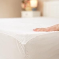 Protecție saltea impermeabilă Dreamzie, 90 x 200 cm, suprafață din bumbac moale, membrană poliuretan respirabilă, barieră antiacarieni, cu elastic de jur împrejur, Alb - Img 2