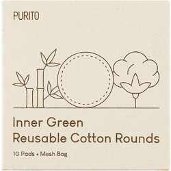 PURITO Inner Green Dischete demachiante textile reutilizabire 10 buc si saculet de depozitare