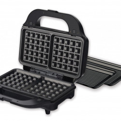 Sandwich maker Heinner SM-2H900BKS, 900 W, placi XL, 2 placi detasabile antiadezive: waffle, grill, Negru/Rosu - Img 3