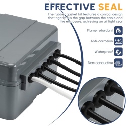 Set 100 Manșoane de Cauciuc pentru Protecție și Trecere Cabluri în Doze Electrice, Design Conic Etanș, Antivibrație, Negru - Img 5