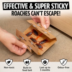 Set 12 Capcane Adezive cu Momeală Alimentară pentru Gândaci de Bucătărie Super Ninja, Adeziv Ultra-Puternic Fără Toxine, Sigur pentru Copii și Animale, Protecție Continuă Până la 3 Luni, Carton Reciclat, pentru Casă, Bucătărie și Garaj - Img 6