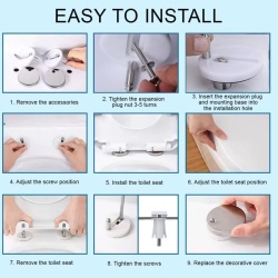 Set 2 Balamale și Șuruburi de Fixare Superioară pentru Capac WC, Sistem de Prindere prin Înfiletare Rapidă (Top Fix) cu Dopuri Expandabile din Cauciuc și Șuruburi din Oțel Inoxidabil, Compatibilitate Universală pentru Găuri de 14–16 mm - Img 5