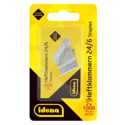 Set 2000 Capse Metalice Galvanizate Idena 12091, Mărime 24/6 (Nr. 3), 2 Cutii, Compatibile cu Capsatoare Standard, Capacitate până la 30 Coli, Argintiu