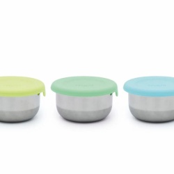 SET 3 RECIPIENTE MINI INOX CU CAPAC SILICON, MELII, BLEU MINT LIME