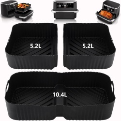 Set 3 Tăvițe / Coșuri din Silicon pentru Air Fryer Ninja Foodi FlexDrawer AF500UK (10.4L), Forme Antiaderente Reutilizabile pentru Gătit, Rezistente la Căldură, Ușor de Curățat