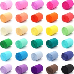 Set 30 Role Hârtie Creponată Colorată (Serpentine Decorative pentru Nuntă, Aniversare, Crăciun), Dimensiune 5 cm x 10 m per Rolă, 30 de Nuanțe Vii