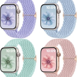Set 4 Brățări Elastice Împletite Typec pentru Apple Watch (Compatibile 42 / 44 / 45 / 46 / 49 mm), Curea Sport Ajustabilă din Nylon, Modele Universale pentru iWatch Ultra, SE, Seria 11–1