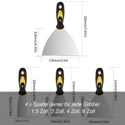 Set 4 spacluri din otel inoxidabil pentru gletuit si zugravit, 38–150 mm (1.5" - 6") - Img 4
