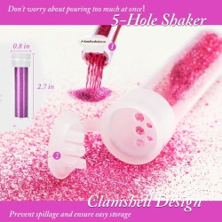 Set 48 Borcănașe cu Sclipici Colorat pentru Rășină Epoxidică, Lucrări Hand-Made, Slime, Unghii și Machiaj Artistic (Total 576g), Pudră Extra Fină și Sclipici Chunky, Design Anti-Vărsare cu Capac Flip-Top, Multicolor - Img 5