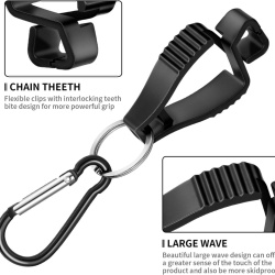 Set 6 Cleme Suport pentru Mănuși de Protecție cu Carabină, Clemă cu Dinți Întrepătrunși și Desprindere de Siguranță, Prindere pe Curea, Negru - Img 5