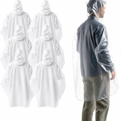 Set 6 Pelerine de Ploaie de Unică Folosință Typec, Pelerine Transparente Impermeabile cu Glugă, Mărime Universală Unisex, pentru Pescuit, Festivaluri, Camping, Drumeții și Ciclism