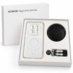Set Cadou Accesorii Originale Honor Magic 8 Pro Gift Set, Pachet VIP: Husă de Protecție Magnetică, Mini-Boxă Portabilă Bluetooth, Șnur de Susținere cu Prinderi Metalice, Ambalaj Tip Cutie Cadou