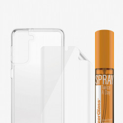 Set Folie+Husa Silicon Slim Panzer pentru Samsung Galaxy S21 Transparent - Img 6