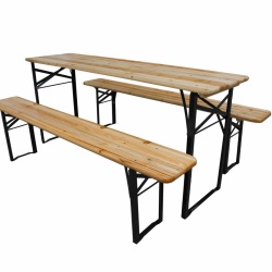 Set Gradina Heinner masa cu 2 banci, lemn, pliabila, dimensiuni 167x46x75 cm