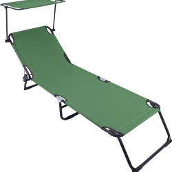 Sezlong pliabil Heinner cu parasolar, dimensiuni 186X55X24 cm, verde - Img 2