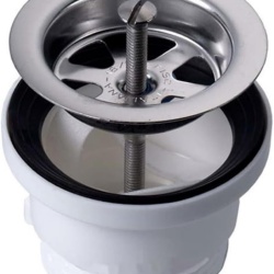 Sifon Ventil de Scurgere Universal pentru Chiuvetă de Bucătărie, Coș Filtru Inox 304 Satinat Ø 80-85 mm, Racord 1 1/2", Dop Cauciuc Rigid și Garnituri Incluse, Fabricat în Italia - Img 4
