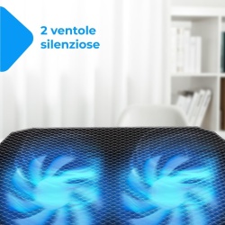 Stand / Cooler pentru Laptop NK cu 2 Ventilatoare Silențioase LED (12 - 17 Inch), 5 Nivele de Înălțime Ajustabile, 2 Porturi USB și Funcție de Răcire Rapidă, Negru - Img 5