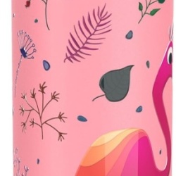 Sticlă de Apă Etanșă Ion8, Deschidere Ușoară, Sistem de Siguranță, Compatibilă Mașină de Spălat Vase, Mâner, Design Flamingo