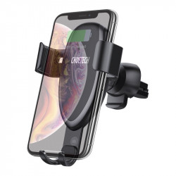 Suport auto cu incarcare wireless Choetech Qi 10W Gravity + Clip pentru prindere ventilatie + Cablu de 1.2m Micro USB Black (T536-S) - Img 4