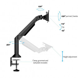 Suport monitor cu brat flexibil Gas Lift Multibrackets MB-2432, 15-32",incl.vert.:+75/ -45º,rotire: +/-90º, max.21kg. - Img 5
