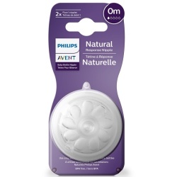 Tetina Philips Avent Natural Response SCY961/02, 0 luni, tetina care functioneaza ca sanul mamei, tetina fara scurgeri, debit 1, fara BPA, 2 bucati