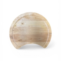 Tocător Rotund din Lemn Masiv cu Decupaj Semilună, Diametru 39 cm
