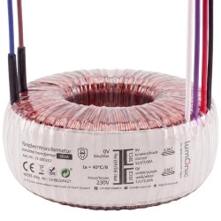 Transformator toroidal 50VA, primar 230V AC, secundar dublu 2x12V AC sau 1x24V AC, bobinaj cupru, pentru surse de alimentare și amplificatoare audio