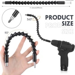 Trusă Completă 14 Piese Typec Home cu Prelungitor Flexibil de Bormașină, Adaptoare Unghiulare 105° și Cheie Tip „L” 90° la 1/4 Inch (6.35 mm), Set Biți Inclus, pentru Șurubelnițe Electrice și Spații Înguste sau Greu Accesibile - Img 5