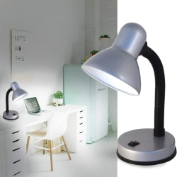 Veioză de Birou cu Braț Flexibil VELAMP Charleston, Dulie E27, Bază Stabilă din Metal, Cablu 1.5 m cu Întrerupător Integrat, Finisaj Mat Elegant, pentru Birou, Noptieră și Lectură, Argintiu - Img 4
