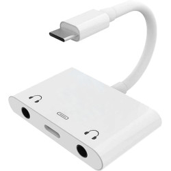 Adaptor 3 in 1 de la USB Type C la 2 x Jack Mama 3,5mm, Type C