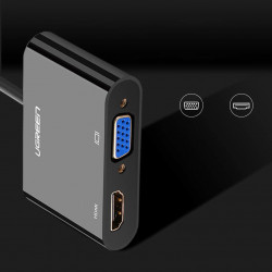 Adaptor Ugreen mini HDMI (male) - VGA (female) / HDMI (female) + mini jack 3,5mm (female) black (CM101) - Img 6